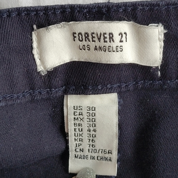 Forever 21 Button Mini Skirt Cotton Navy Blue 30 - Picture 4 of 5